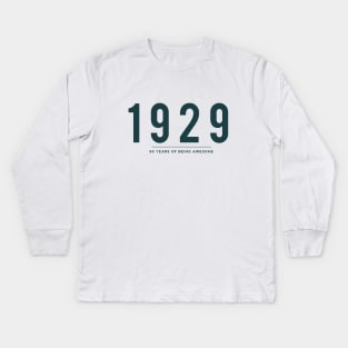 90th Birthday gift - 1929, 90 Years of Being Awesome Kids Long Sleeve T-Shirt